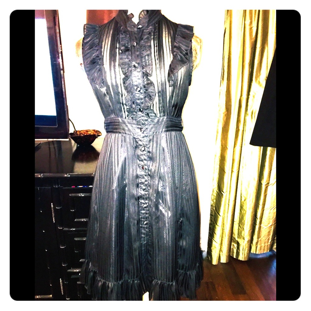 4ever 21 black midi length dress w/ruffle detail